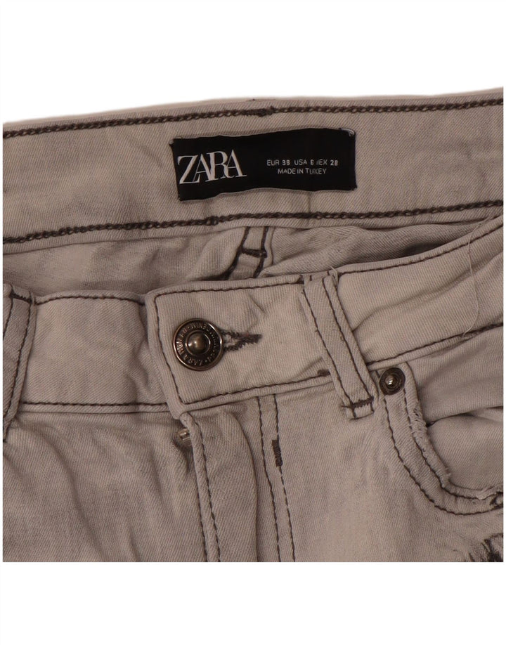 Zara Womens Slim Jeans EU 38 Small W28 L27 Grey Tie Dye