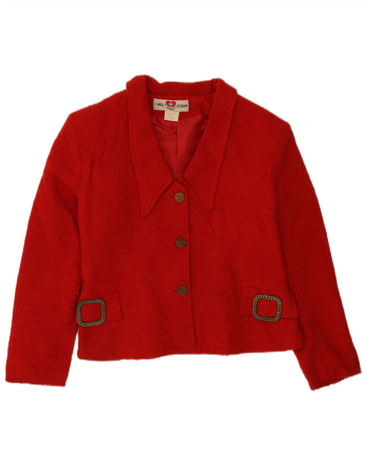 VINTAGE Womens 3 Button Blazer Jacket UK 14 Medium Red