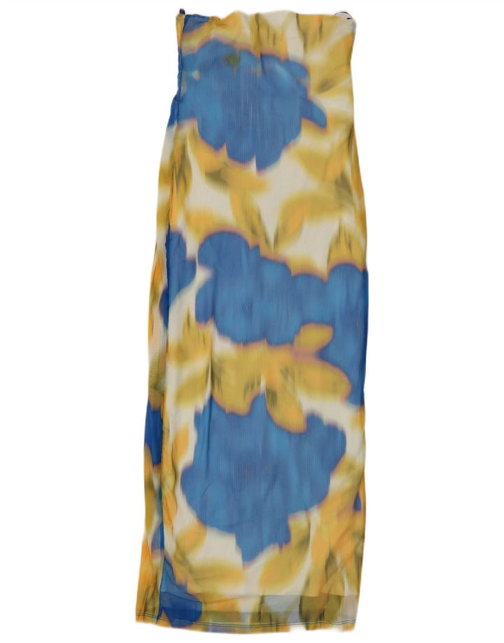 ZARA Womens Strapless Dress UK 8 Small Multicoloured Tie Dye Cotton