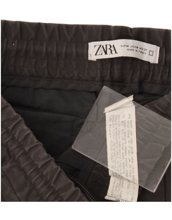 ZARA Mens Pegged Chino Trousers Medium W31 L26 Black Cotton
