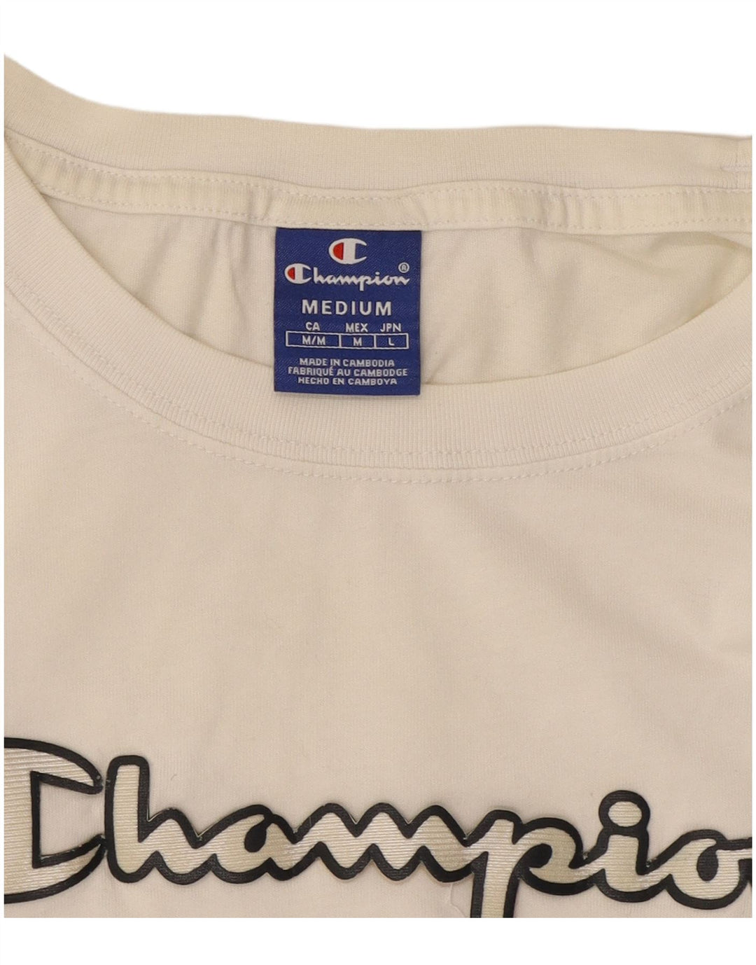 Champion T-shirt court graphique pour femme UK 14 Blanc moyen
