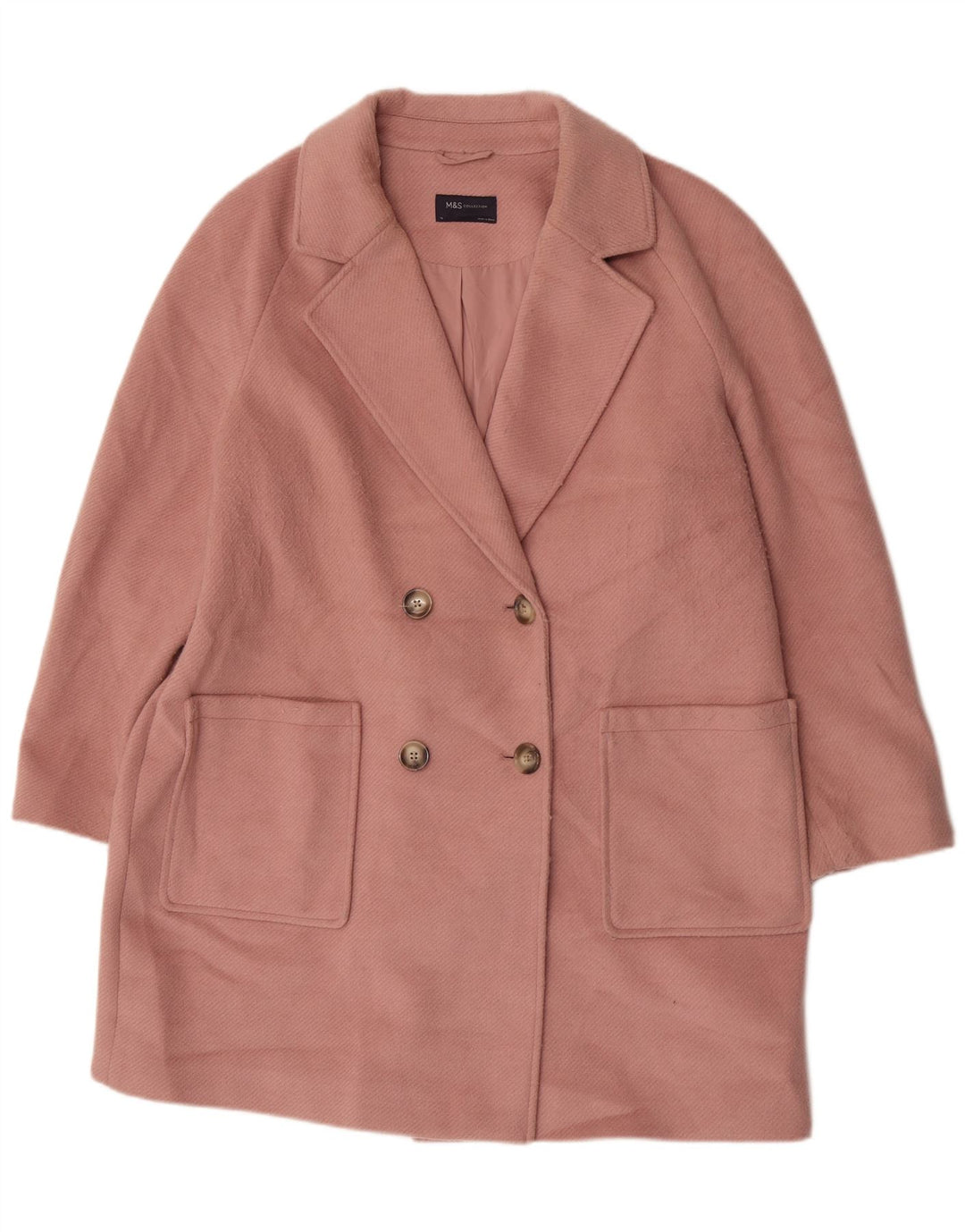 Marks & Spencer Zweireihiger Damenmantel UK 18 XL Rosa Polyester