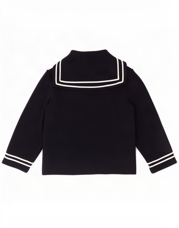 Zara Womens Double Breasted Cardigan Sweater UK 14 Large Bleu Marine Coton