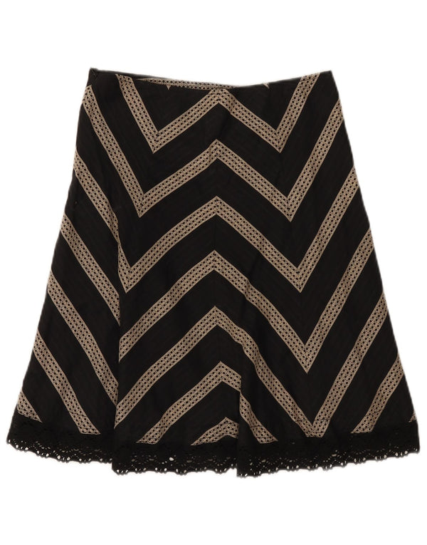 Ann Taylor Petite A-Linien-Rock für Damen, US 2 XS W28, schwarze Chevron-Baumwolle