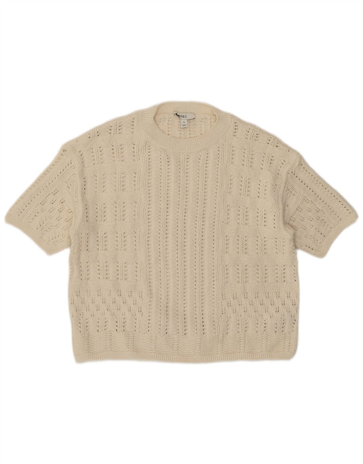 Marks & Spencer Damen Durchsichtiger Pullover mit Rundhalsausschnitt, UK 14, Medium Be