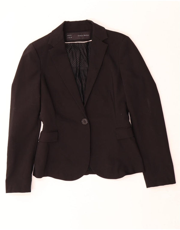 Zara Dame 1 Knap Blazer Jacket UK 10 Small Black Polyester