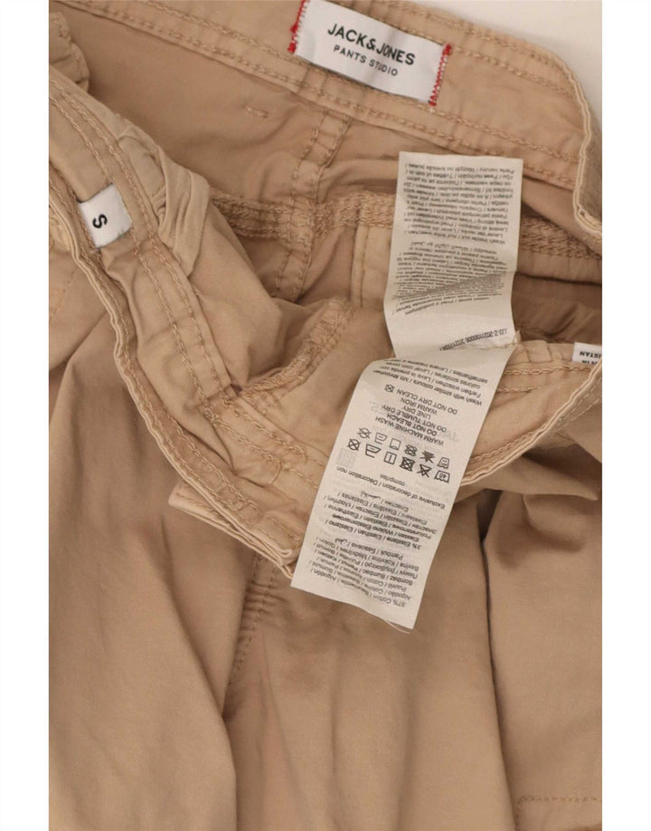 Jack & Jones Mens Cargo Shorts Small W30 Beige Cotton