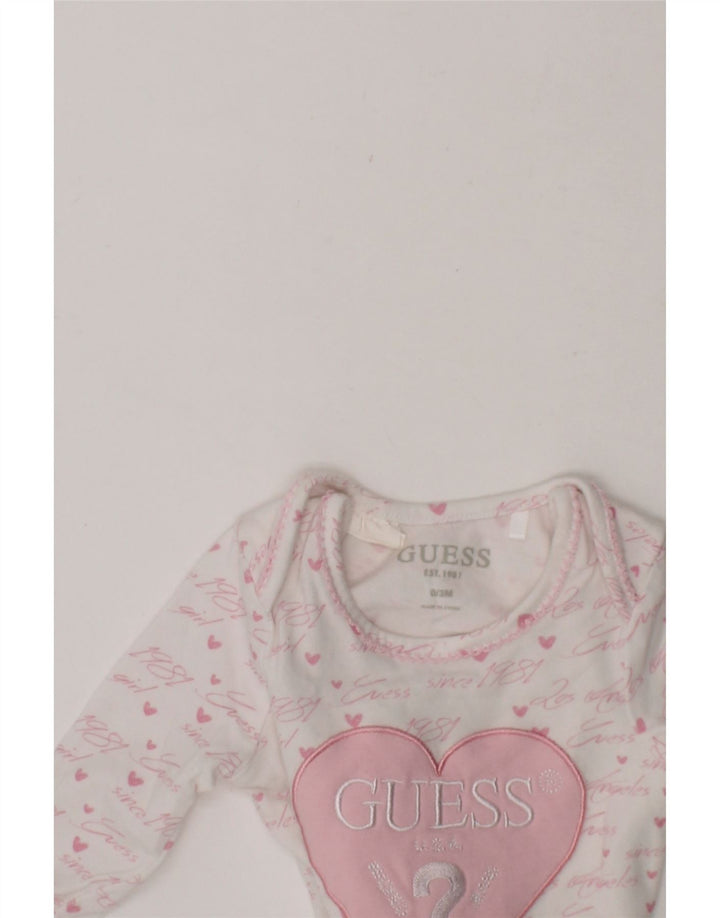 GUESS Baby Girls Graphic Long Sleeve Bodysuit 0-3 Months White Vintage Guess and Second-Hand Guess from Messina Hembry 