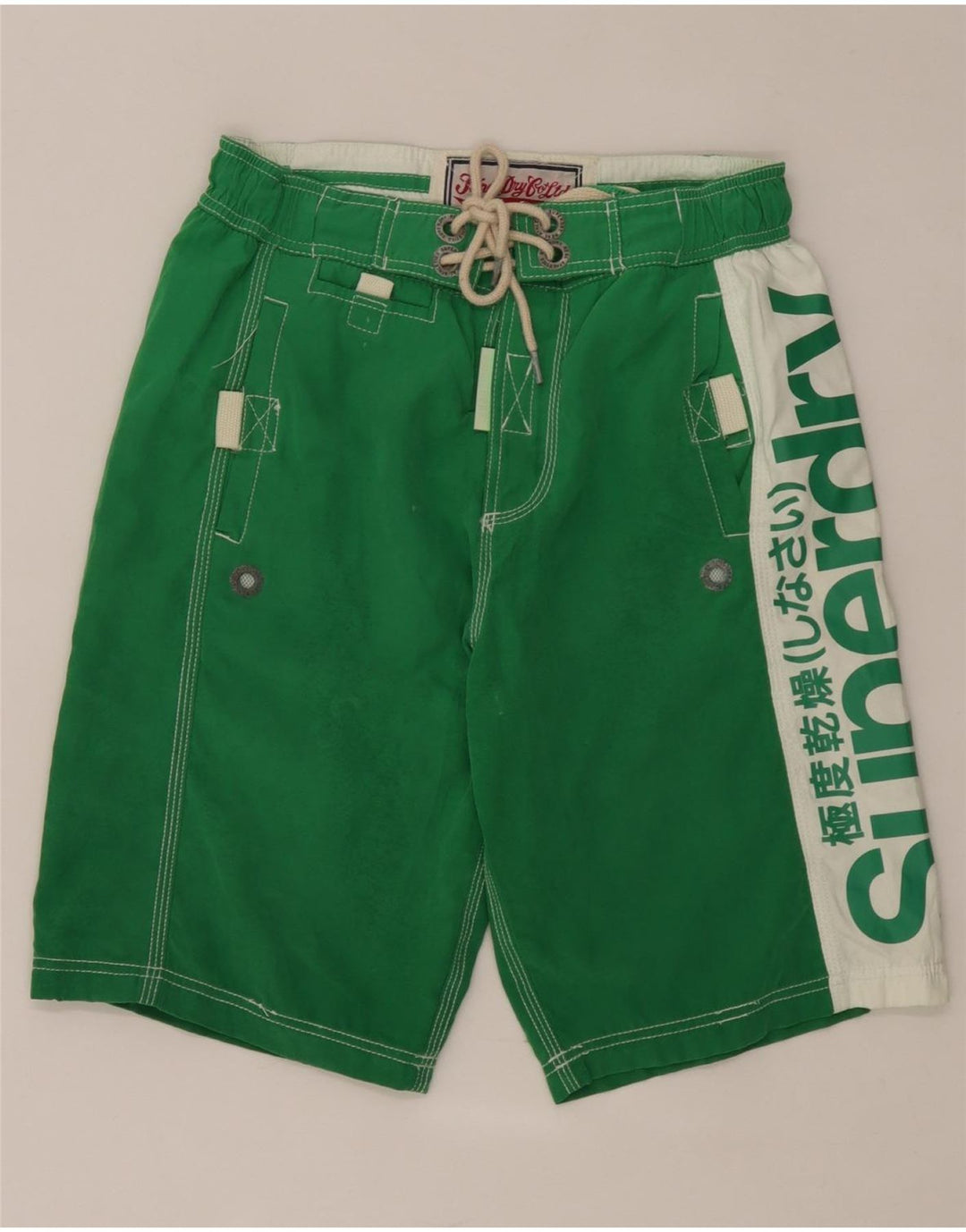 Superdry grafiske badeshorts til mænd Small Green Colourblock Polyester
