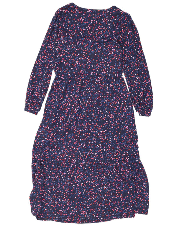 Joules Womens Long Sleeve Maxi Dress UK 14 Large Navy Blue Viscose Heart