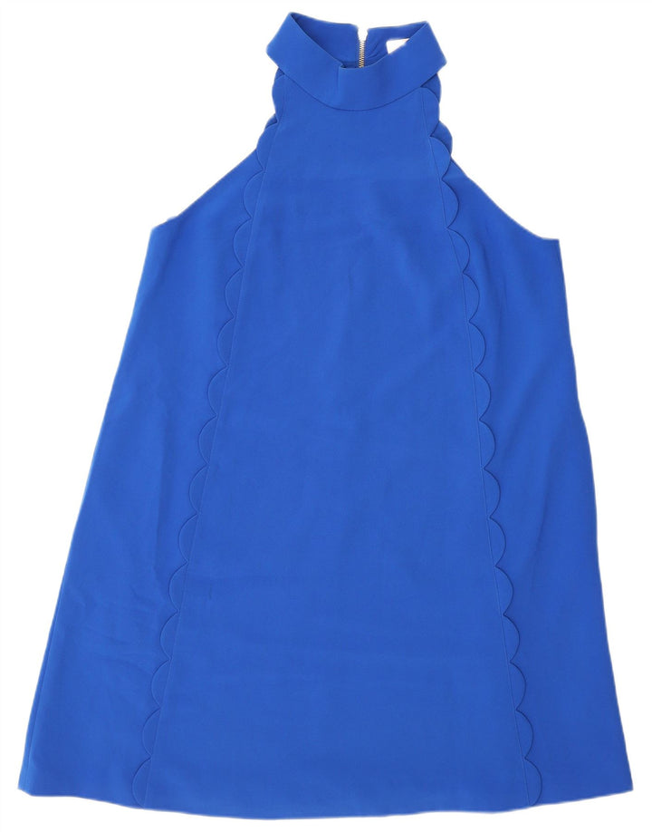 Ted Baker Damen-Kleid mit regulärem Neckholder, Größe 4, groß, blau, Polyester