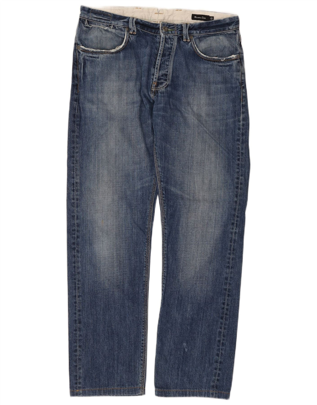 Massimo Dutti Mens Straight Jeans EU 42 Large W32 L30 Blue Cotton
