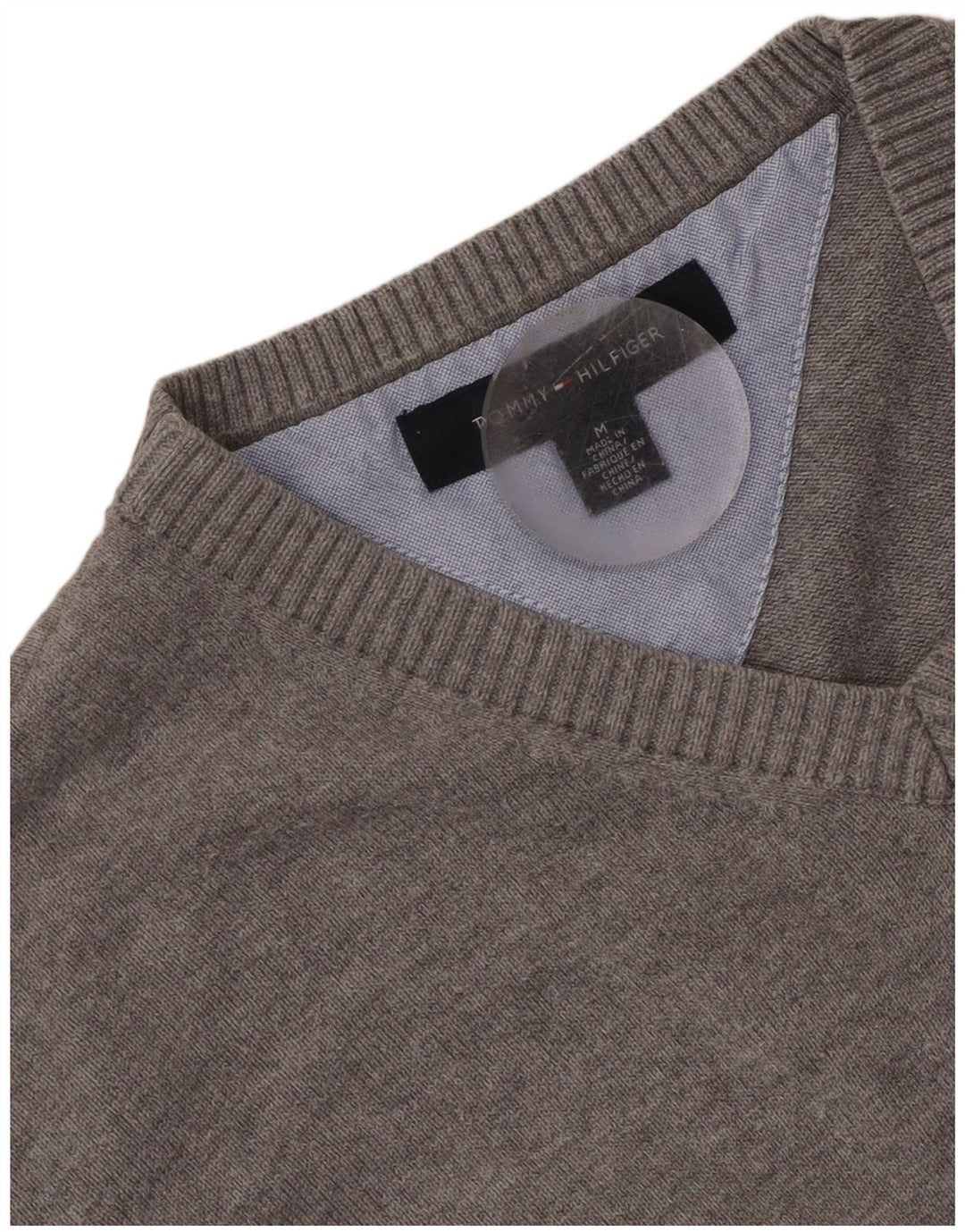 Tommy Hilfiger Womens V-Neck Jumper Sweater UK 14 Medium Grey