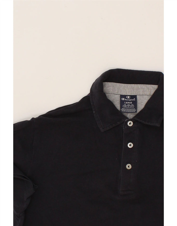 CHAMPION Mens Polo Shirt Large Black Vintage Champion and Second-Hand Champion from Messina Hembry 