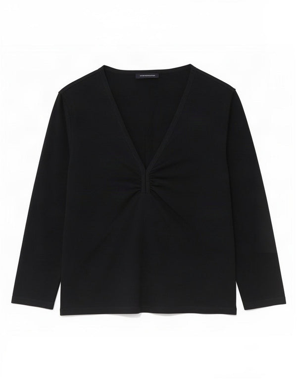 French Connection Top para mujer manga 3/4 UK 42 Mediano Algodón negro