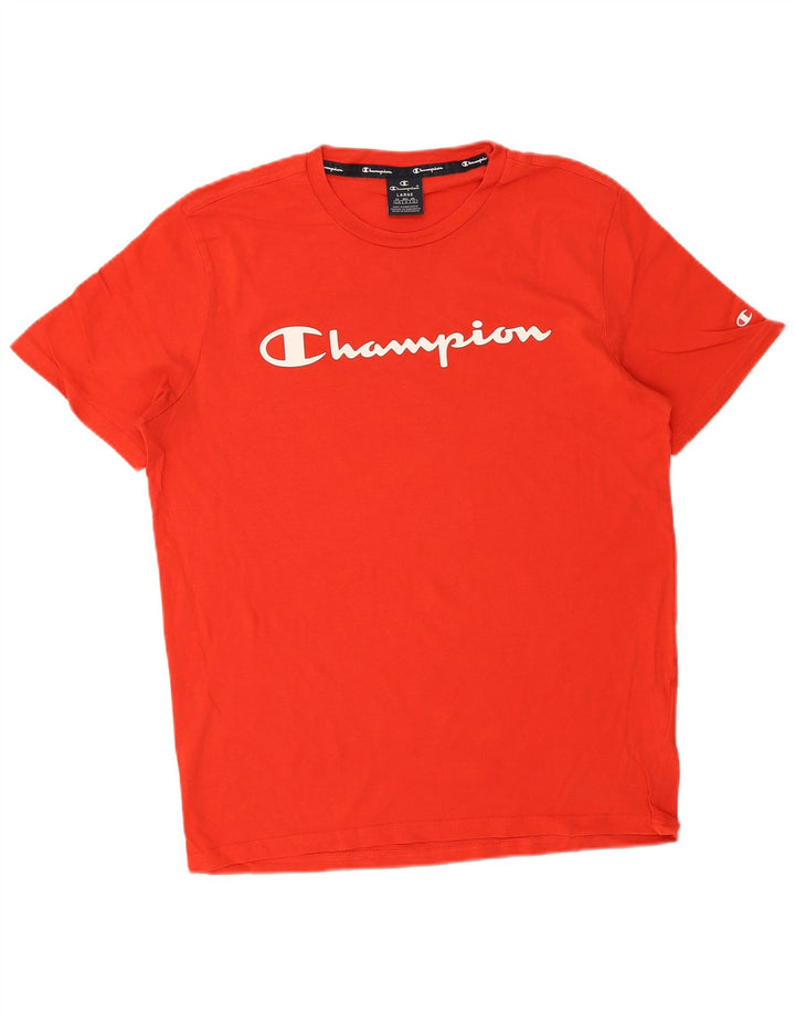 Champion Mens Graphic T-Shirt Top Large Red Cotton