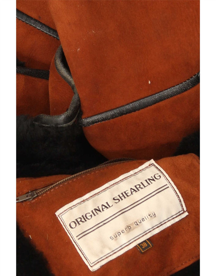Vintage Womens Oversized Shearling Coat EU 38 Medium Brown