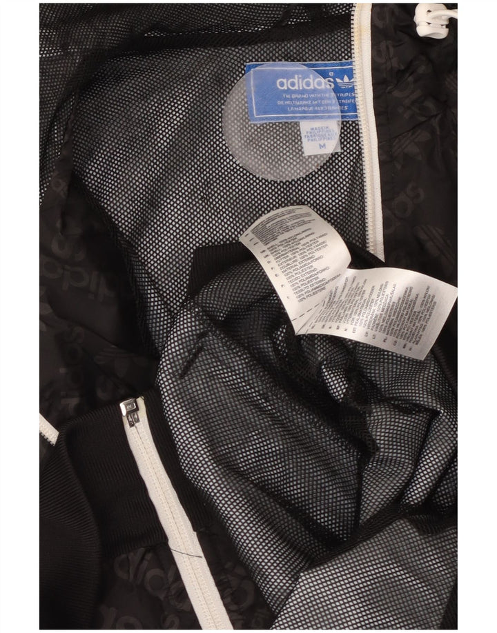 ADIDAS Grafisk regnjakke med hætte til mænd UK 38 Medium Sort Polyamid
