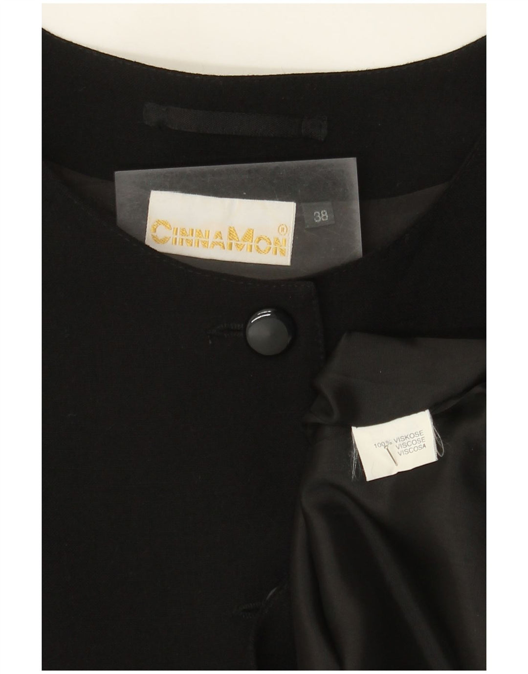 Cinnamon Womens Crop 4 Button 3/4 Sleeve Blazer Jacket EU 38 Medium Black