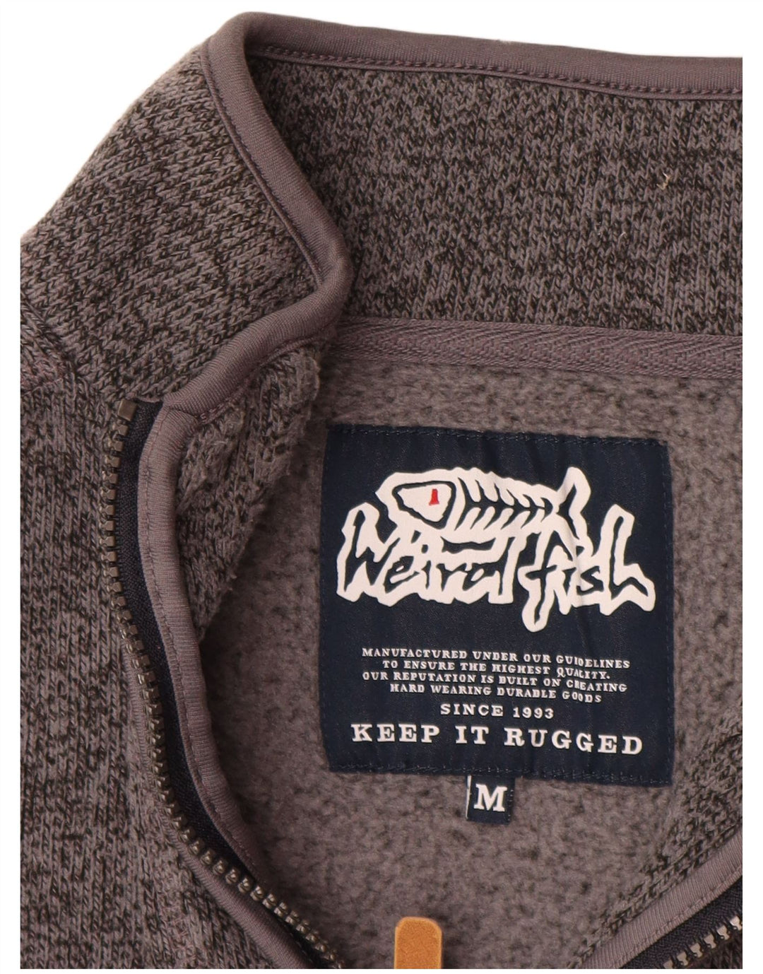 Weird Fish Mens Zip Neck Sweatshirt Jumper Medium Grey Polyester