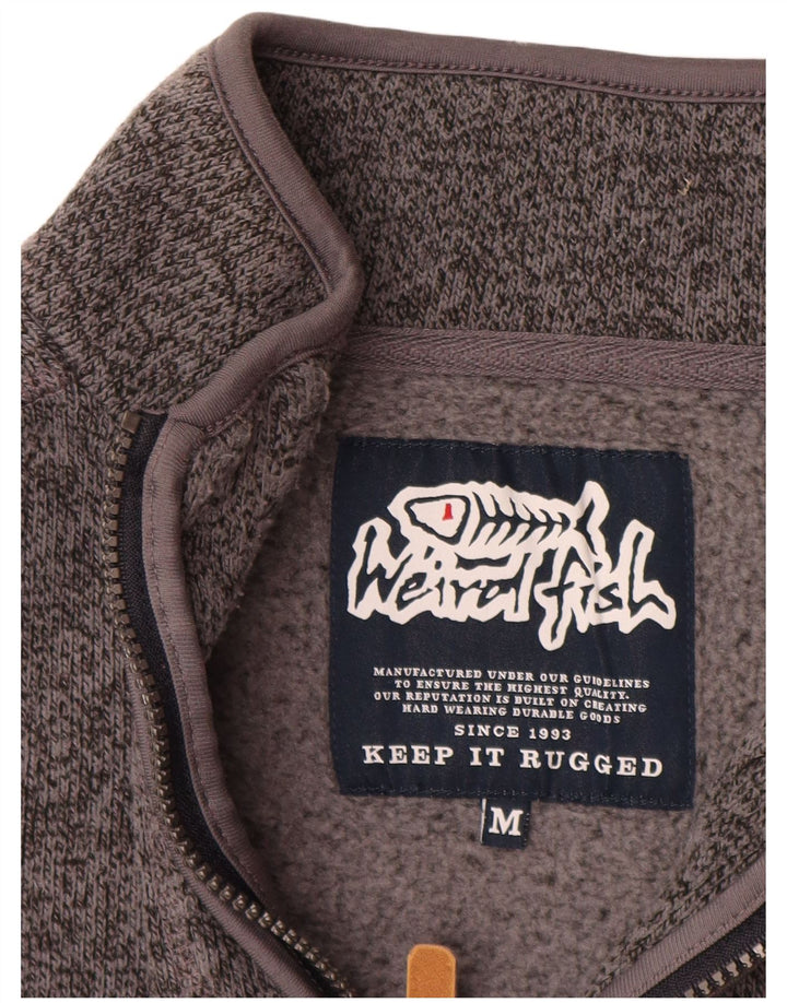 Weird Fish Mens Zip Neck Sweatshirt Jumper Medium Grey Polyester