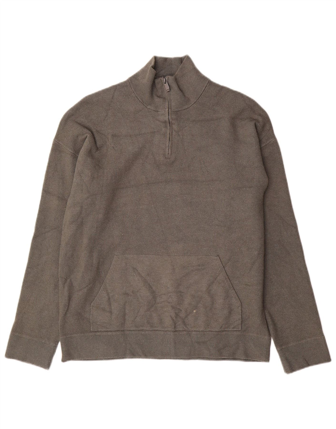 MASSIMO DUTTI Mens Zip Neck Jumper Sweater XL Grey Viscose