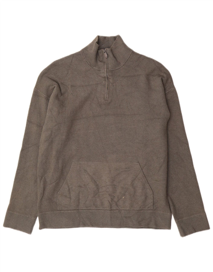 MASSIMO DUTTI Mens Zip Neck Jumper Sweater XL Grey Viscose