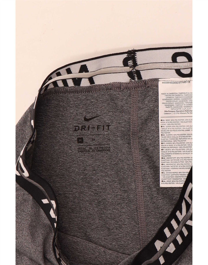 Nike Womens Dri Fit Graphic Leggings UK 14 Medium Grey Colourblock