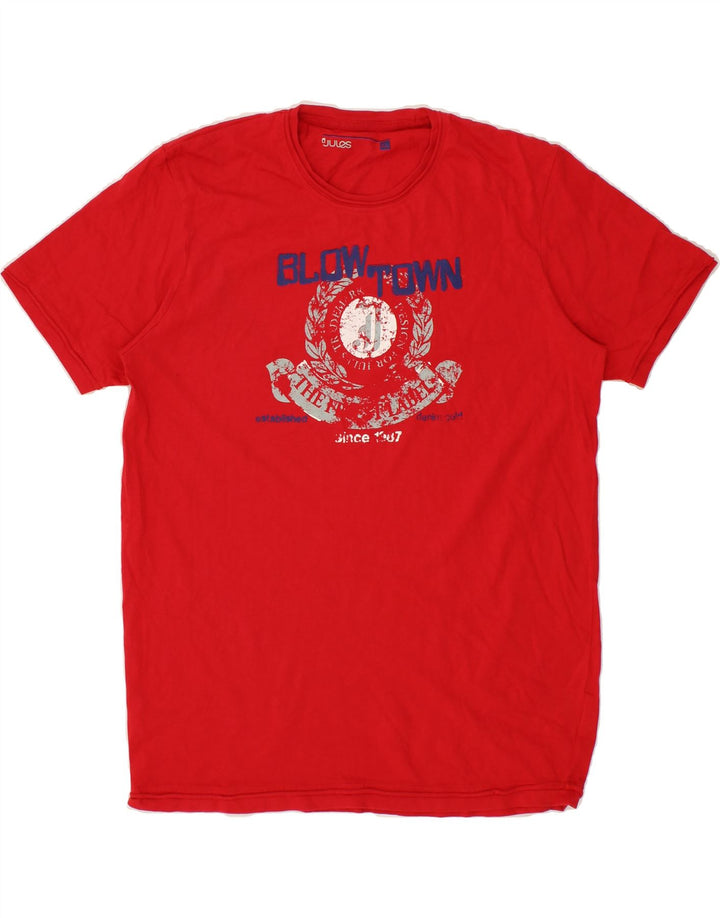 JULES Mens Graphic T-Shirt Top XL Red Cotton Vintage Jules and Second-Hand Jules from Messina Hembry 