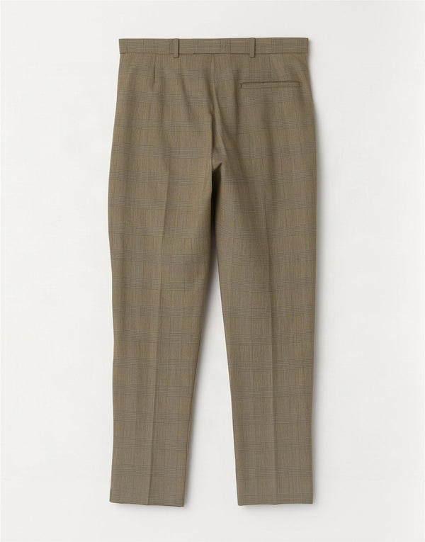 Marks & Spencer Pantalón de traje recto para hombre W36 L29 Lana a cuadros beige