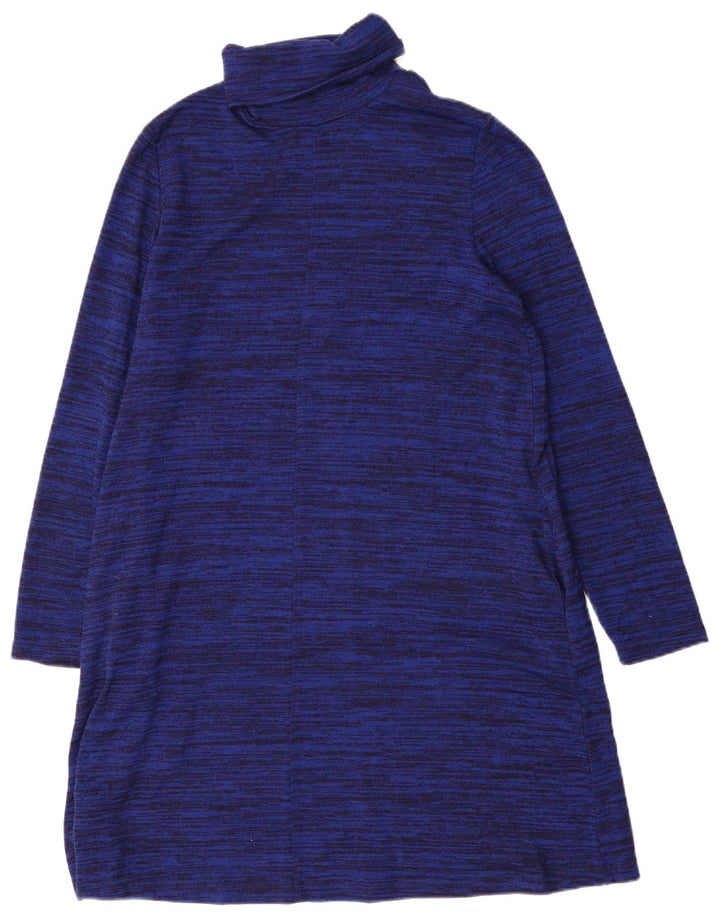 Marks & Spencer Womens Jumper Dress UK 14 Large Navy Blue Flecked Polyester