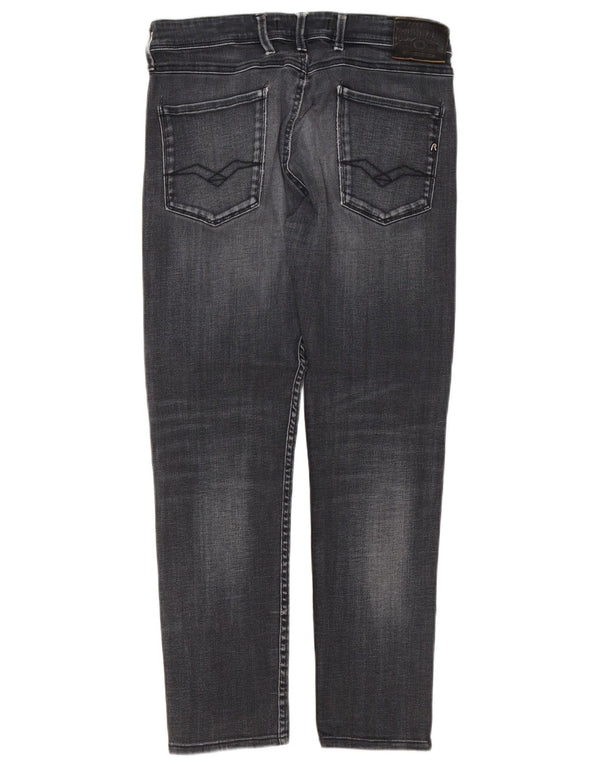 Replay Mens Anbass Slim Jeans W34 L28 Grey Cotton