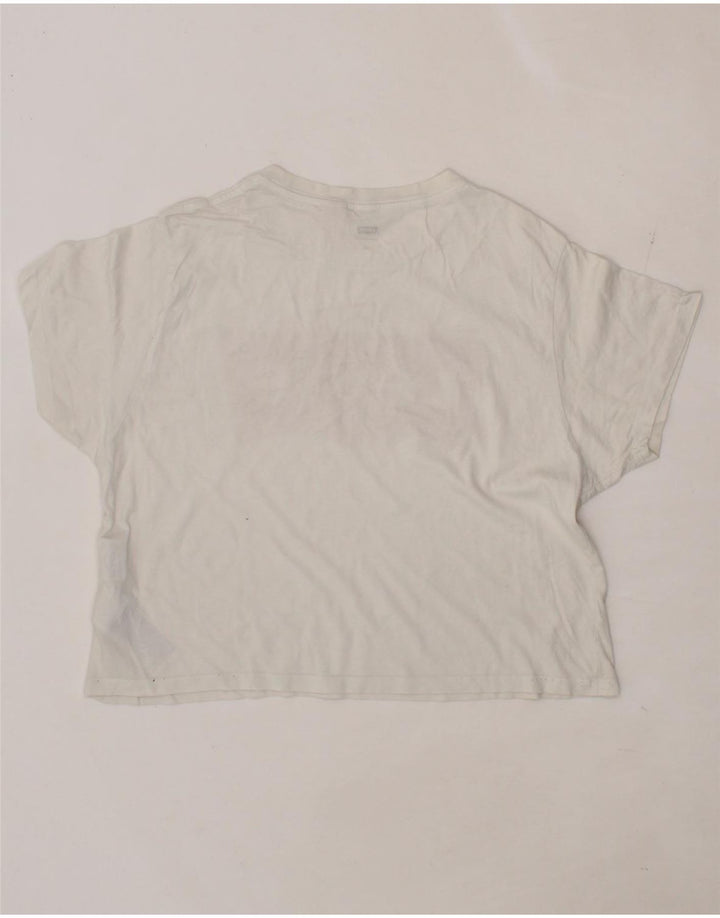LEVI'S Womens Crop Oversized Graphic T-Shirt Top UK 6 XS White Cotton Vintage Levi's and Second-Hand Levi's from Messina Hembry 