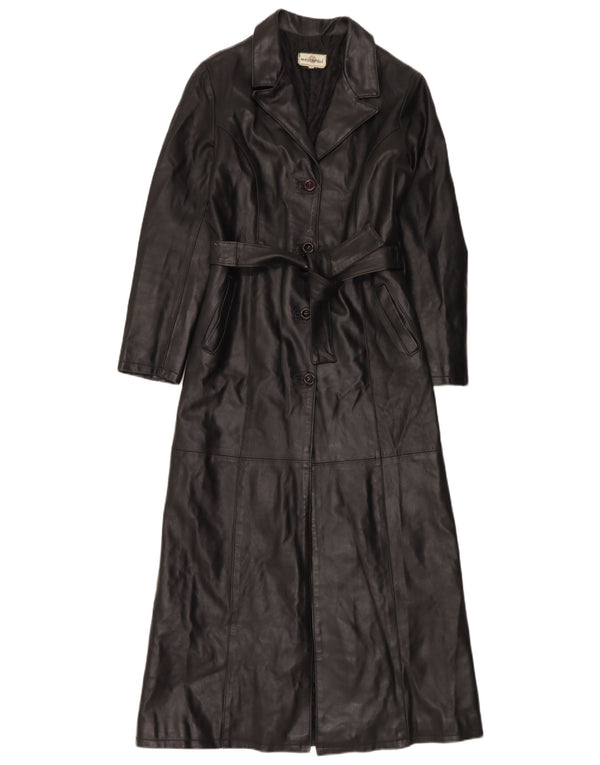 Lavorazione Artigianale Damen Ledermantel IT 42 Medium Schwarz