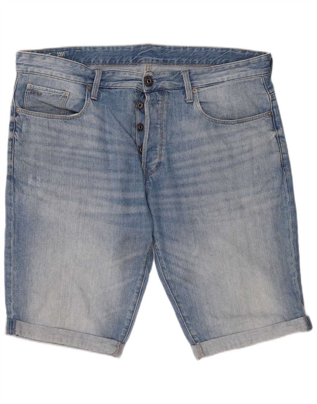 G-Star Mens 3301 Denim Shorts W38 XL Blue