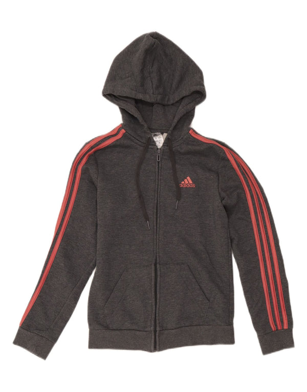 Damski sweter z kapturem i zamkiem błyskawicznym Adidas UK 4/6 XS Szara bawełna