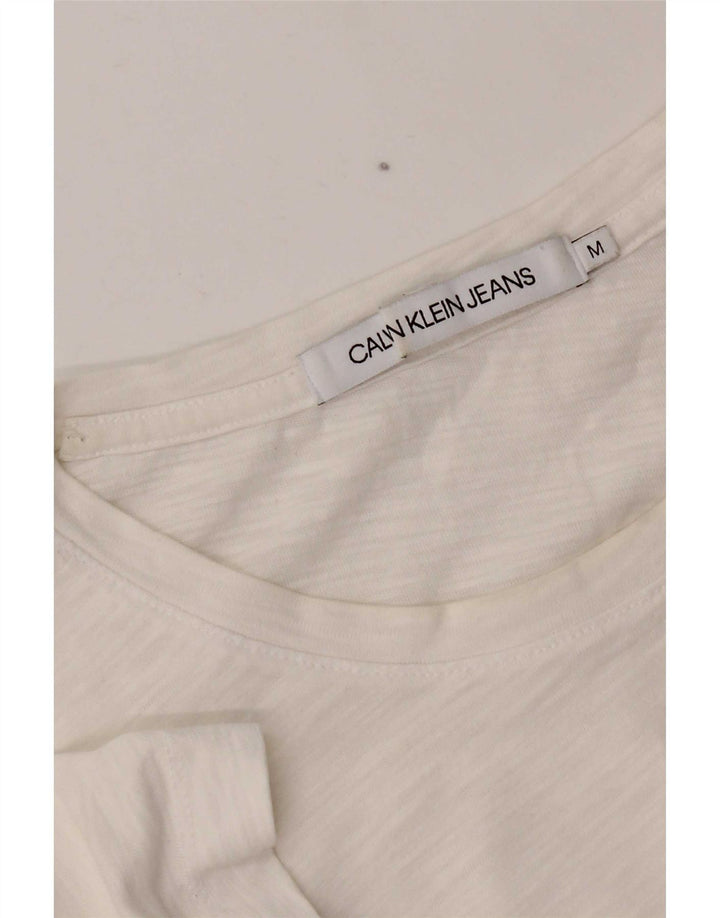Calvin Klein Jeans Womens T-Shirt Top UK 14 Medium White