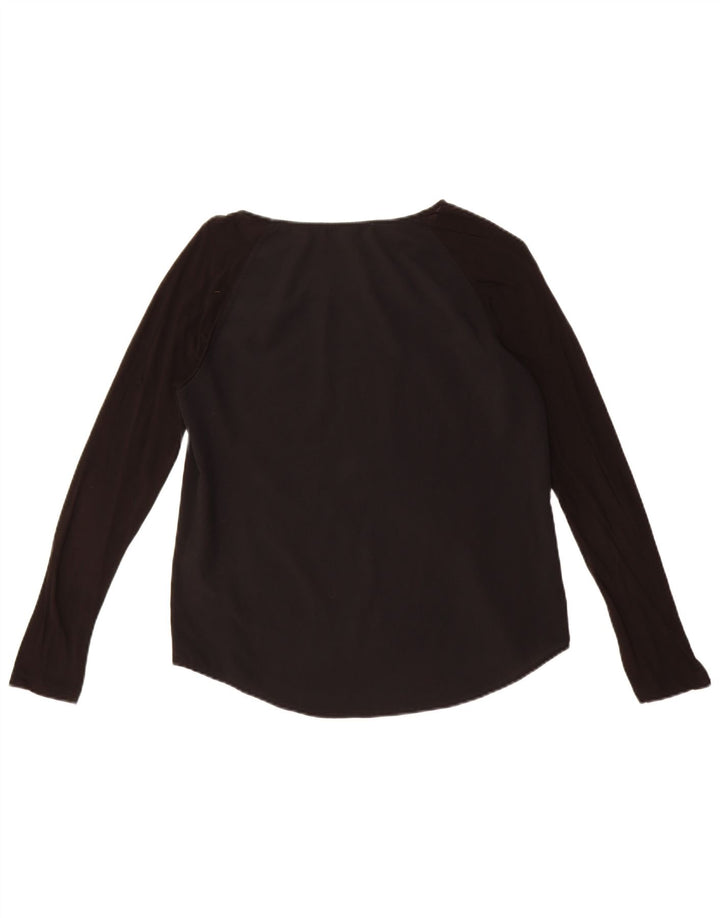 French Connection Womens Long Sleeve Blouse Top UK 10 Small Black Lyocell