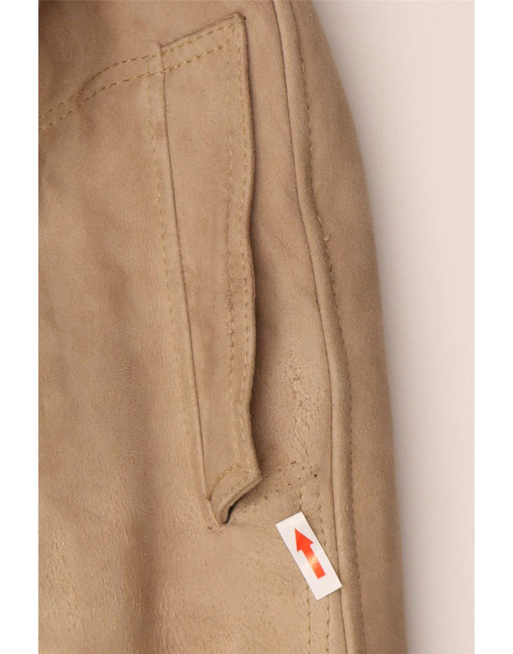 manteau en peau de mouton vintage femme UK 8 Petit Beige