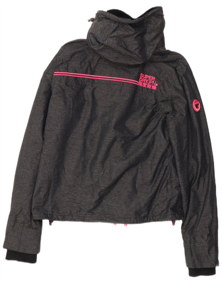 SUPERDRY Womens Graphic Windbreaker Jacket UK 12 Medium Grey