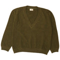 Sisley Mens V-Neck Jumper Sweater Medium Green Virgin Wool