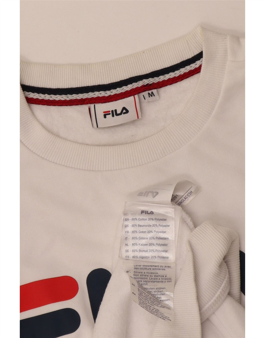 Fila Mens Graphic Sweatshirt Jumper Medium White Cotton