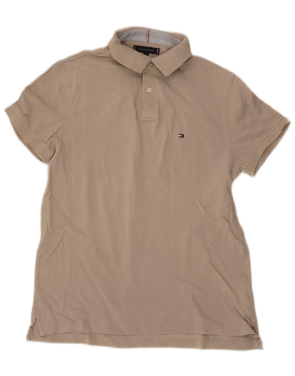 Tommy Hilfiger Mens Regular Fit Polo Shirt Small Beige Cotton