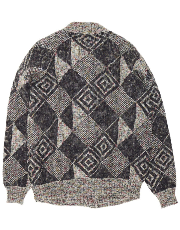 Gala Herre Cardigan Sweater XL Grå Geometrisk