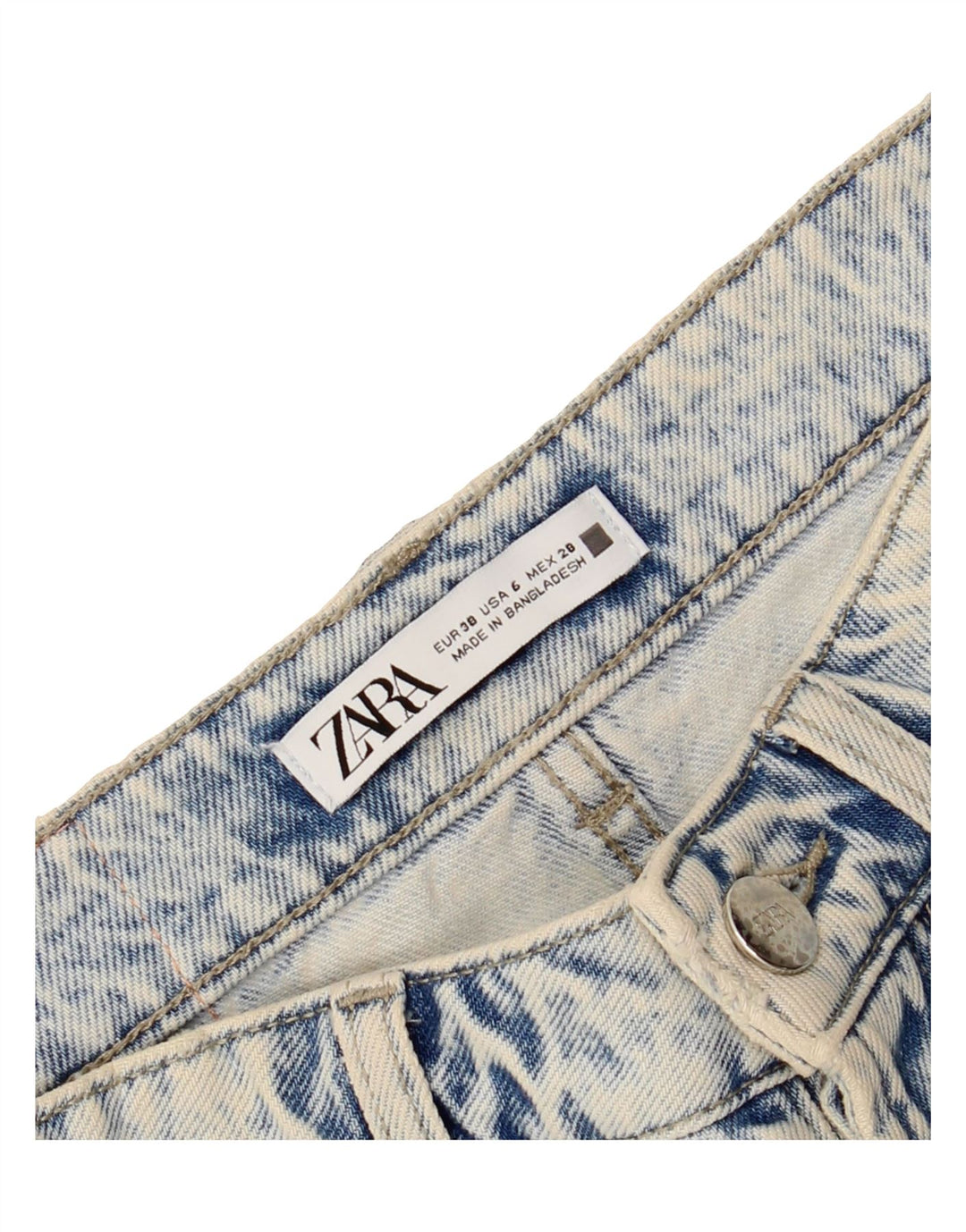 ZARA Womens Distressed Denim Shorts EU 38 Small W28  Blue Cotton Vintage Zara and Second-Hand Zara from Messina Hembry 