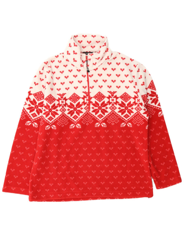 F.LLI Campagnolo fleecetrøje til damer med lynlås DK 18 XL Red Fair Isle