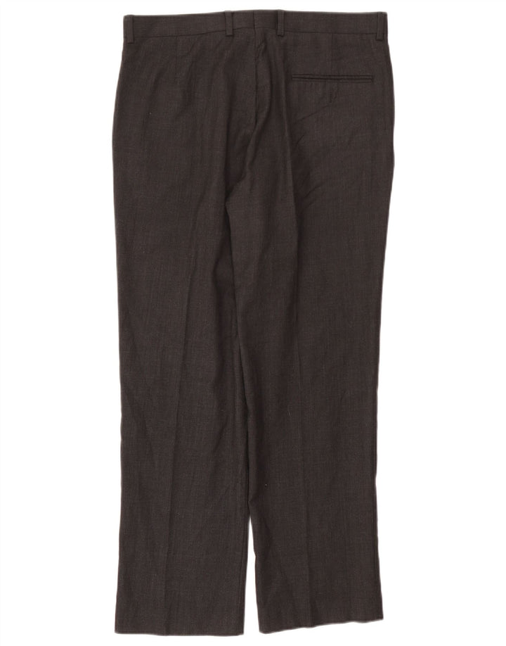 John Lewis Mens Straight Suit Trousers W34 L29 Black Wool