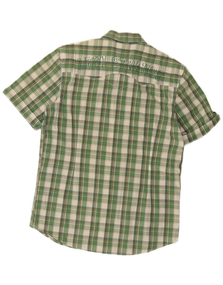 Levi's Mens Graphic Short Sleeve Shirt Large Green Check Cotton