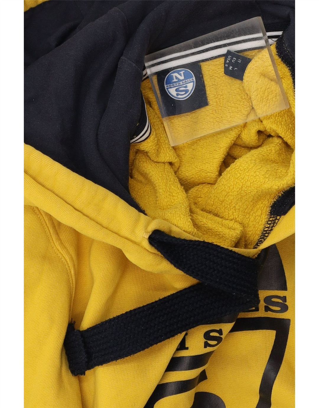 North Sails Mens Graphic Hoodie Jumper Medium Yellow Cotton