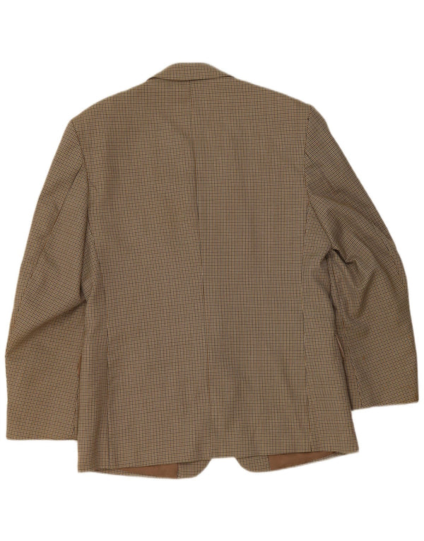 Bersani Veste Blazer 2 Boutons Homme UK 40 Large Marron Pied-de-Poule Polyester